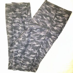 Athleta Gray and Black Camo High-Rise Leggings